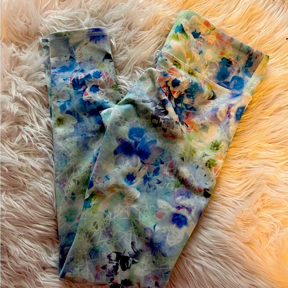 ALO Yoga Leggings Airbrush Watercolor Floral Print Pants Medium